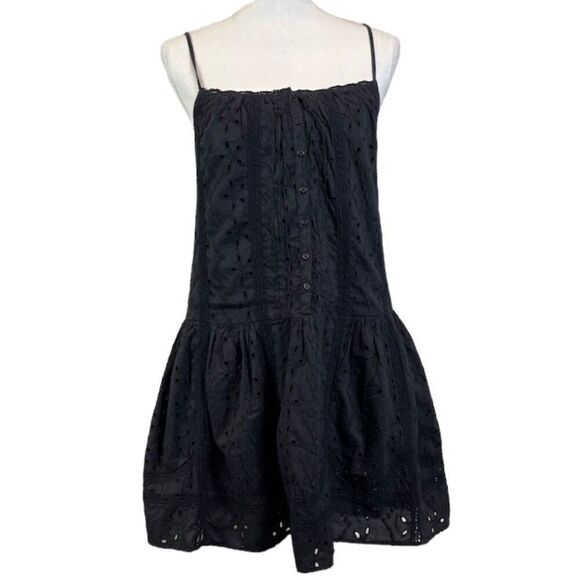 Joie Dress Black Eyelet Adjustable Spaghetti Strap Button Front Size XS - Picture 1 of 11